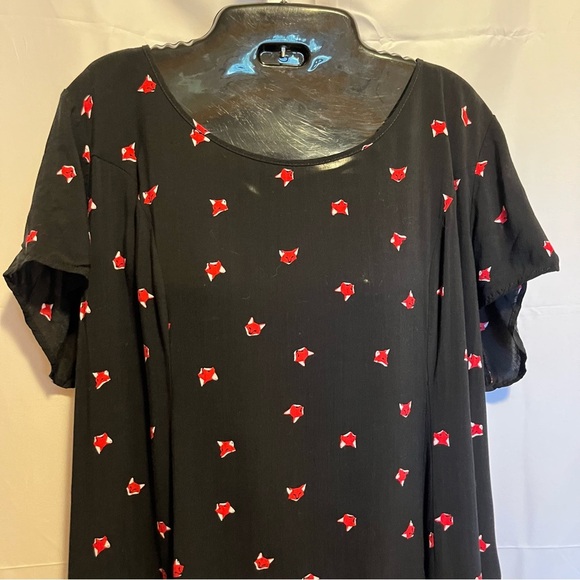 Torrid Fox Print Dress Size 1 14/16 Black Babydoll Zip Back Animal Crittercore - Picture 2 of 8